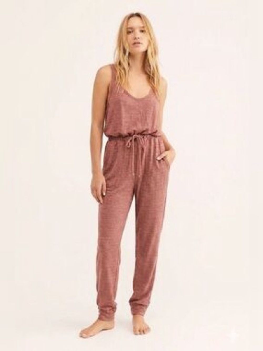 FP Beach Free People Bicoastal  Drawstring Jumpsuit Romper Sweet Whisper Sz XS